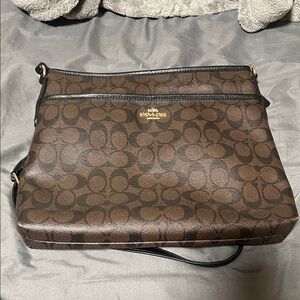 Coach Brown Crossbody Bag with Signature Pattern